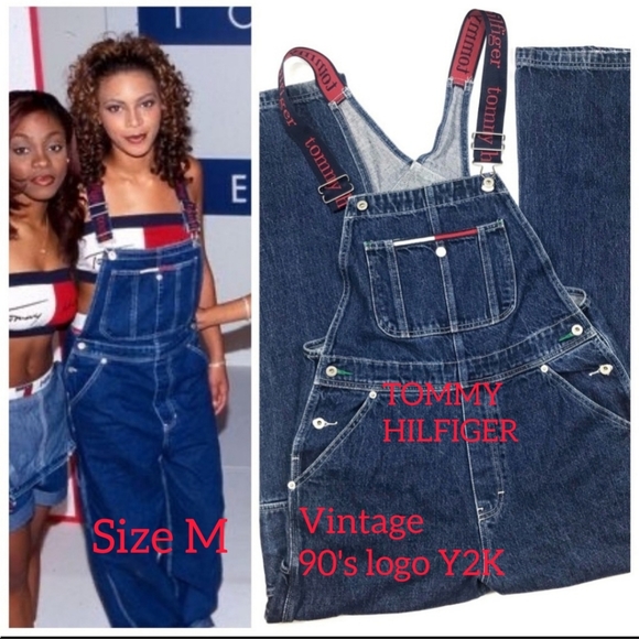 Tommy Hilfiger Denim - TOMMY HILFIGER VINTAGE 90's LOGO Y2K OVERALLS ICONIC LOGO SUSPENDERS SIZE M